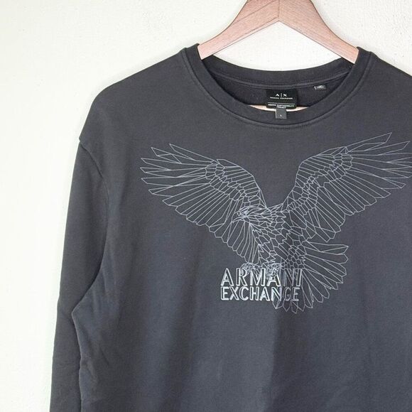 Armani Exchange Black Signature Eagle Crewneck Sweatshirt - Women’s US L - Picture 4 of 9